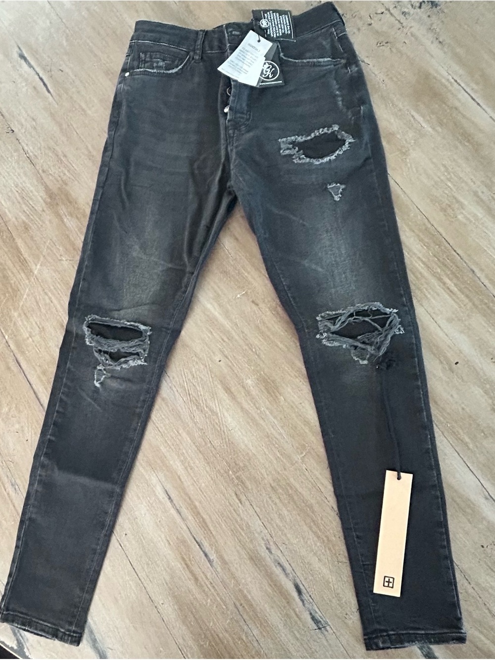 GK Washed Black Button-Fly Denim Jeans